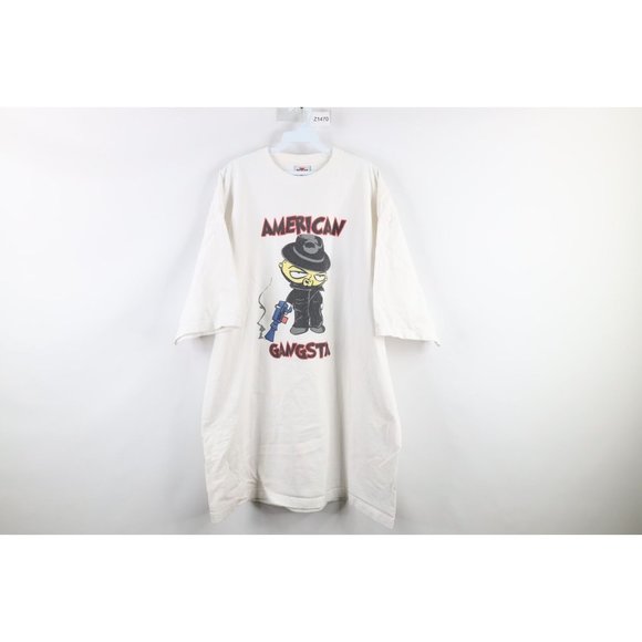Vintage Mens 5XL Distressed American Gangsta Stewie Family Guy T-Shirt White - Picture 1 of 8